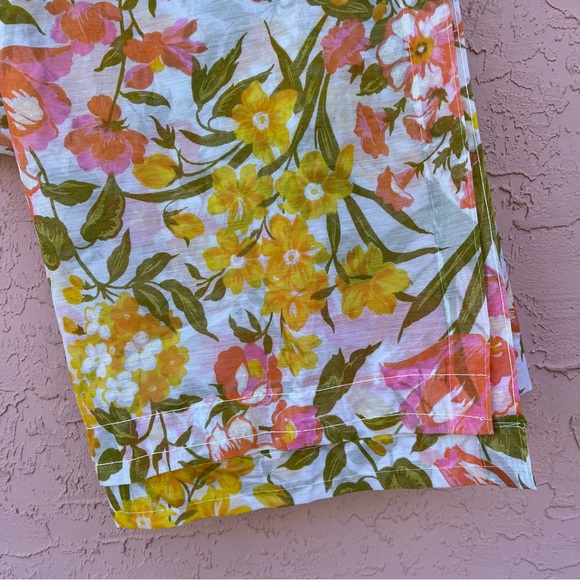 Vintage Floral Curtain Sheer Orange Retro Groovy 70s Funky Hippie - Picture 3 of 4